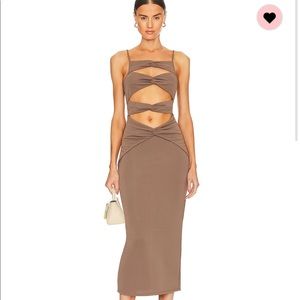 NBD Brown Cutout Midi Dress